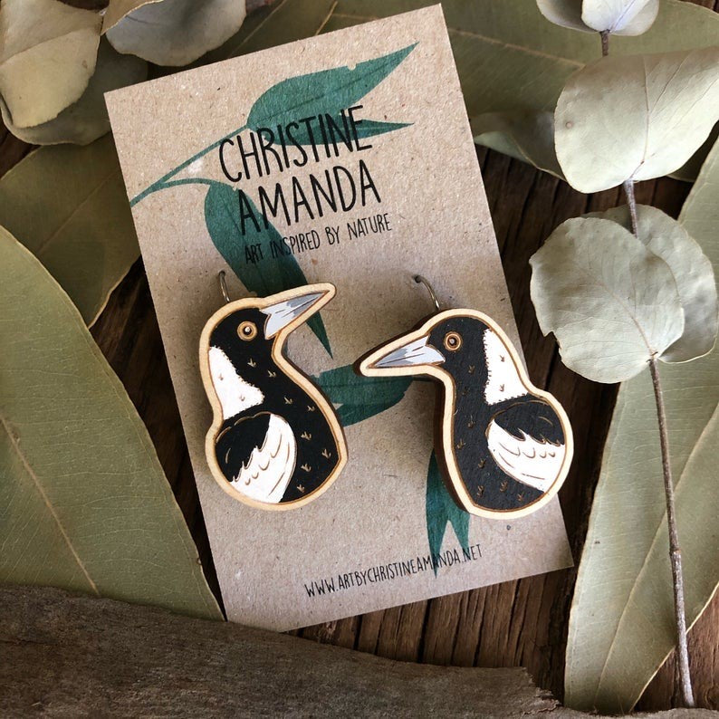 Magpie earrings by Christine Amanda